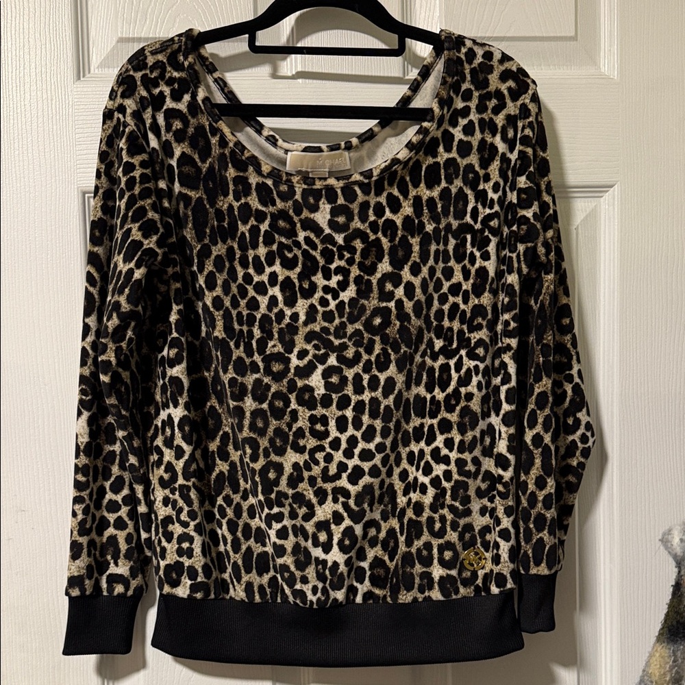‼️SOLD‼️Michael Kors Animal Print Top with Gold Accent